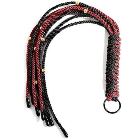 hehuanbj Rope Flogger Horse Whip Hand-Woven Hemp Rope Horse Training Whip Metal Ring 63cm/24.8inch