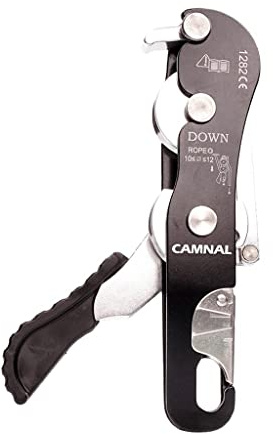 Aymzbd Stop Descender Dispositivo Anticaída Figura Ocho de Descenso con Retención Automática Equipo de Cuerda Montañismo Rápel Aleación Resistencia 2, 23KN