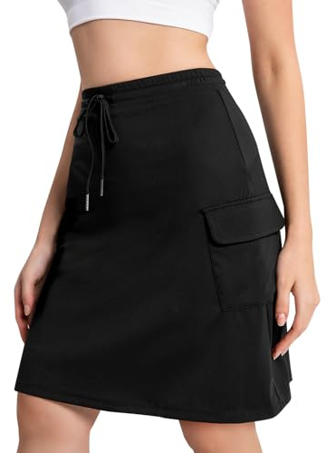 Bezioner Gonna Pantalone Donna al Ginocchio Gonna Tennis Sportiva con Pantaloncino e 4 Tasca Vita Alta Skorts da Golf Nero L