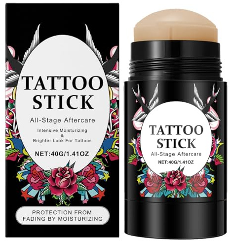 Tattoo Balm Stick, Tattoo Aftercare Cream, Tattoo Butter for Brightening & Moisturizing, Nourishing Tattoo Cream to Repair New & Old Tattoo, Tattoo Moisturiser for Men & Women, 40g