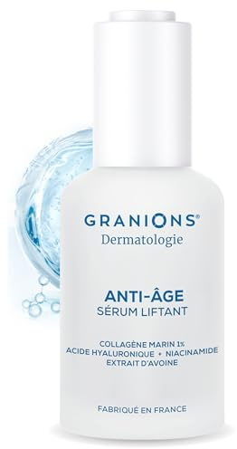 GRANIONS Anti-Aging-Gesichtsserum – Kollagen und Hyaluronsäure + Niacinamid, Haferextrakt – Skincare Anti-Falten-Kollagen – dermatologisch getestet, Anti-Falten-Serum, 30 ml