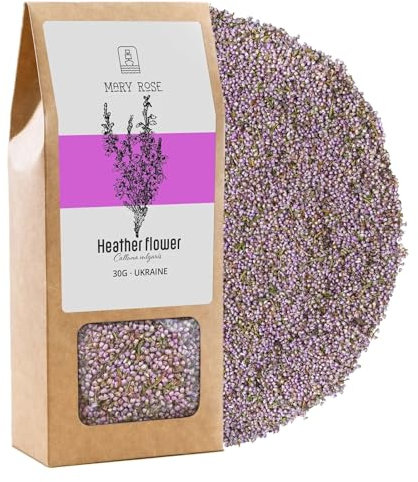 Mary Rose — Fleurs de Bruyère Séchées 100% Naturelles 30g, Fleurs Comestibles pour Infusion, Thé, Décoration Culinaire