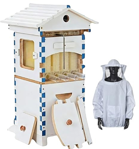Komplett Flow Hive Bikupa Startpaket, Har 4 Automatiska Honungsramar Och 6 Yngelramar, Enkel Skörd, Hållbart Trä, Med Biodlingskostym.