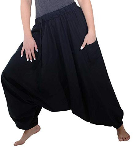 Kunst und Magie Orientalische Haremshose one Size in vielen Farben, Farbe:Black/Schwarz