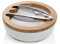 Brandani 55633 Ciotola portanoci in porcellana con supporto in bamboo e schiaccianoci in metallo cromato