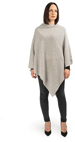 DALLE PIANE CASHMERE Poncho Donna 100% Cashmere - Grigio