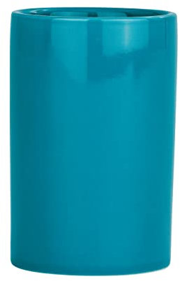 WENKO Porte Brosse à Dents, gobelet Salle de Bain Polaris, Bleu Turquoise, Céramique, ø7,5 x 11 cm