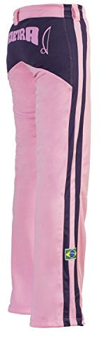 JL Sport Authentic Brasilianische Capoeira Mädchen Kampfsport Hose (Rosa mit Berimbau Aufdruck Along Rückseite) - Rosa, 11-12 Years