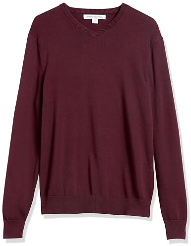 Amazon Essentials Herren Pullover-Pullover Mit V-Ausschnitt (Erhältlich In Groß und Schwer), Burgunderrot, XL