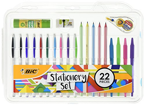 BIC 961543 Stationery Set Glue Stick/Mini Eraser/Correction Tape/HB Graphite Pencil/Ballpoint Pen (Pack of 22)