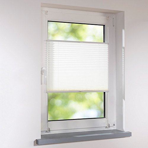 Plissee Klemmfix Faltstore UNIVERSAL Faltrollo ohne Bohren - 140 x 120 cm - weiß