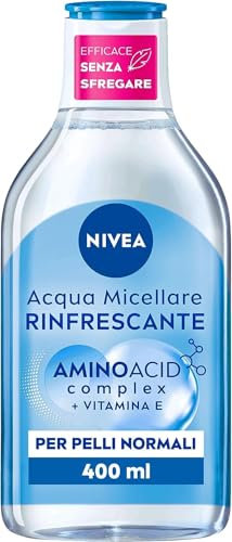 NIVEA MicellAIR 5in1 Acqua Micellare Rinfrescante 400 ml, Struccante viso e occhi con complesso micellare senza risciacquo, Detergente viso, occhi e labbra per pelli normali
