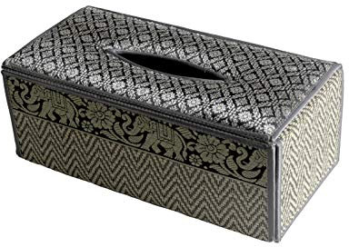 CCcollections Handgefertigte Reed Taschentuchboxabdeckung - Rechteckige Taschentuchbox Fügt Einen Raffinierten Akzent Zu Ihrer Wohnkultur Hinzu - Ideal Für Wohnzimmer Oder Büros (D Grau)