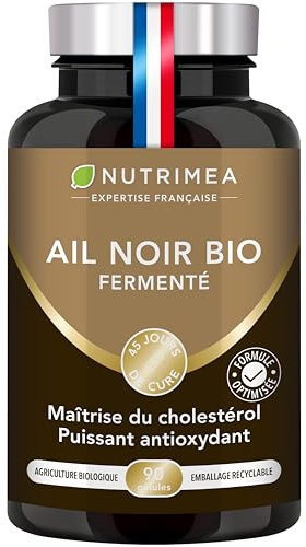AIL NOIR – Fermenté BIO – 1000 mg – Extrait 4:1 Standardisé en S-allyl-cystéine - Soutient la Circulation Sanguine, Antioxydant Naturel - 90 Gélules Vegan - Nutrimea - Fabriqué en France