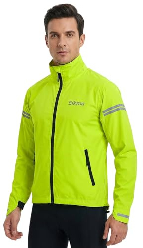 Sikma MENS CYCLING WATERPROOF JACKETS RUNNING TOPS HOODED JACKET WINDPROOF OUTDOOR CASUAL JACKET (YELLOW, l)