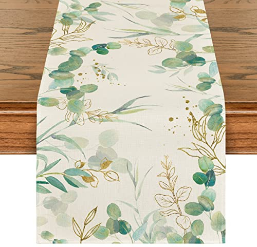 Artoid Fashion Eucalyptus Hoja Verano Camino de Mesa, Primavera Estacional Cocina Mesa Decoración Interior Fiesta Fiesta Decoración 40x140 cm