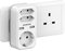 Reiseadapter UK Adapter England Deutschland Stecker mit 2 USB, 3 Fach Reisestecker Steckeradapter Schuko auf Typ G Großbritannien Irland Malta Stromadapter Weiß