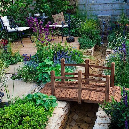 Gartenbrücke, Hölzerne Gartenbrücken, Bogen, Kleine Teichbrücke, Fußgängerbrücke Mit Sicherheitsgeländer Für Den Innen- Und Außenbereich, Garten, Hinterhof, Gehweg, Teichdekoration