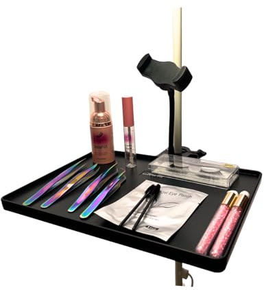 Lash Tray Holder for Ring Light Clip on Organizer Attachment with Phone Holder Eyelash Tech Lash Extension Supplies (with phone holder)