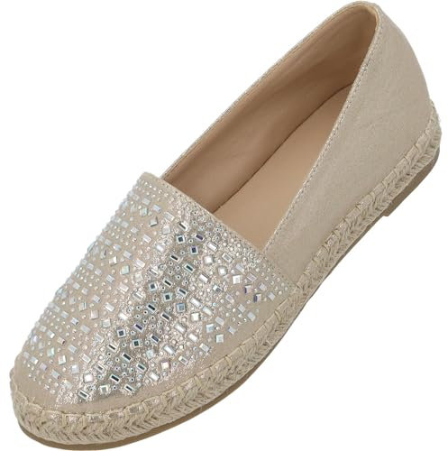 Palado Espadrilles Damen Chesu by Sila Sahin – elegante Loafer - Halbschuhe im zeitlosen Design - Sommerschuhe - modisch und bequem Gold Metallic UK8 - EU41