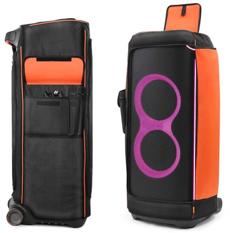 NUHFUFA Étui de protection pour enceinte JBL Partybox Ultimate, housse anti-poussière avec poche en maille, stockage pour cordon de chargeur, microphones, sac de voyage Bluetooth sans fil audio