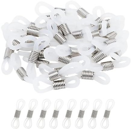JEYORZY 100pc Conectores Extremos de Cadena de Gafas, Extremos Cadenas De Anteojos Ajustables, Accesorio Conector para Cadena Gafas Antideslizante Cordón Extremos de Silicona para Correa Gafas Cuerda
