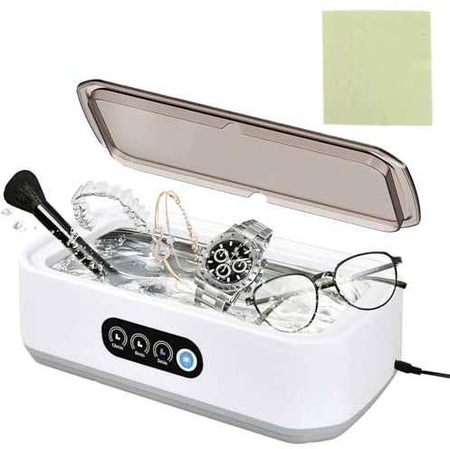 Nettoyeur Ultrasons, 49kHz Machine de Nettoyeur à Ultrasons Lunettes, 650ML Ultrason Bijoux Nettoyeur Bac, Nettoyeur Ultrasonique Ultrasonic Cleaner pour Bijoux Bague Lunettes Dentiers Nettoyage
