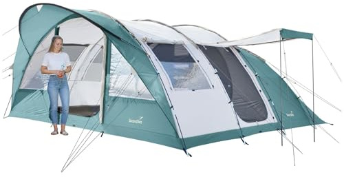 Skandika Tunnelzelt Egersund für 7 Personen | Camping Zelt mit Sleeper Technologie, eingenähter Zeltboden, nachtschwarz Schlafkabine, 2 m Stehhöhe, wasserdicht, 5000 mm Wassersäule | Outdoor