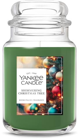 Yankee Candle Shimmering Christmas Tree, Christmas Scented Candle, 22oz Large Jar with up to 150 Hour Burn Time, Giftable