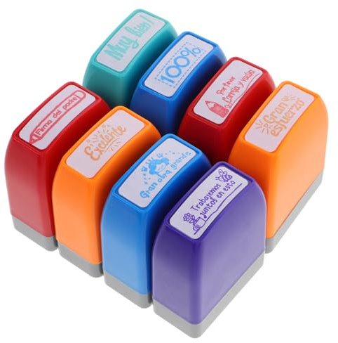 AUTSUPPL 8 piezas de Evaluación para Profesores Diseños Coloridos y Motivadores para Aula y Refuerzo Positivo Sello Autoentintable para Feedback Educativo