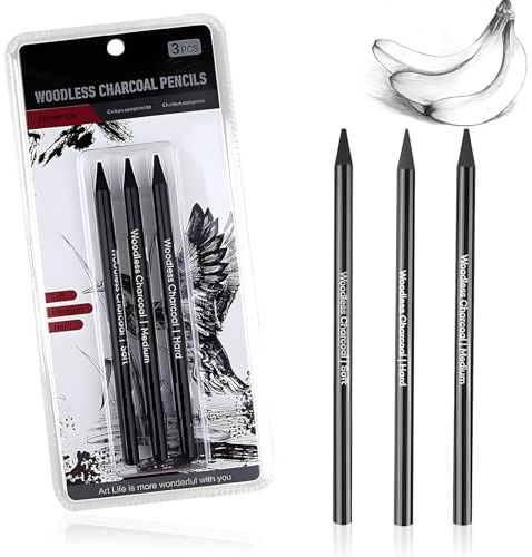 xwnyzw 3 Pcs Charcoal Pencils for Artists, Drawing Pencils for Artists for Professionals Students Beginners Charcoal Pencil Graphite Stick Drawing Set for DIY Sketching Shading