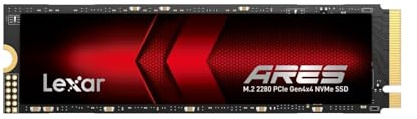 Lexar Ares 2TB SSD, M.2 2280 PCIe Gen4x4 1.4 SSD Interno NVMe, hasta 7.400MB/S Lectura Y 6.500MB/S Escritura, Unidad de Estado Sólido Interna para PS5, PC, Portátil, Gamers, Creadores y Profesionales