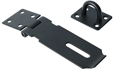 Sayayo Catenaccio Porta in Legno Serratura Porta Chiavistello Nero, Lucchetto Hasp Serrature in Acciaio Inox SUS304, Serratura Porta per Camera da Letto, Armadio, Cassetto, 108 MM, EMS9B