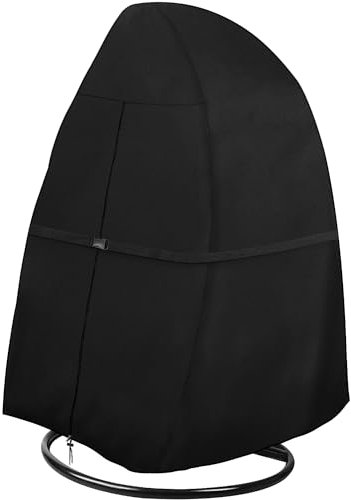 Dokon Patio Hanging Egg Chair Covers Waterproof Heavy Duty Oxford Fabric Outdoor Cocoon Swing Egg Chair Cover with Zipper, Windproof Anti-UV Garden Standing Hanging Chair Cover 190x115cm - Black