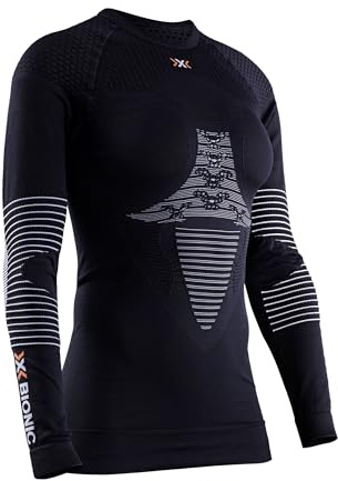 X-Bionic Energizer 4.0 Round Neck Long Sleeves Strato Base Camicia Funzionale, donna, opal Black/Arctic White, l