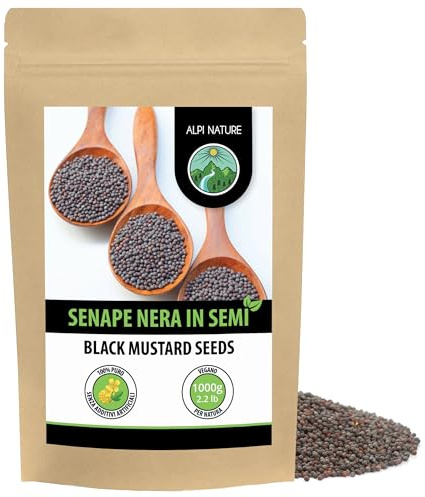 Alpi Nature Mustard Seeds Black Brown 1kg 2.2 lb, Brown Black Mustard Seeds 1-2mm