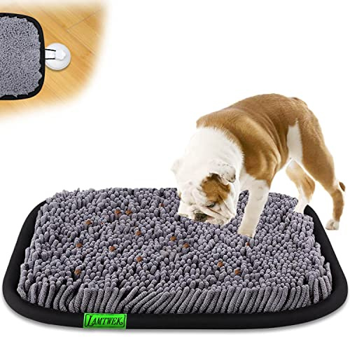 LAMTWEK Snuffle Mat for Dogs, 17 x 21 Dog Snuffle Mat Interactive Feed Game for Boredom, Encourages Natural Foraging Skills and Stress Relief, Easy to Fill Machine Washable