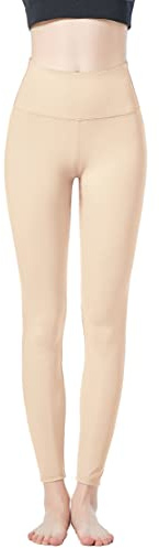 JOPHY & CO. 9839 Damen Bielastische Fitness Sport Yogahose mit hoher Taille Elastische Leggings Weich (Code 9839), beige, L