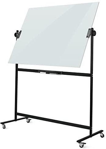 Vivol Design Glas Whiteboard auf Rollen - Beidseitig und Beschreibbar - Magnetisch und Rollbar (90x120)