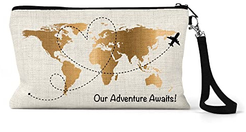 Family Passport Holder, Travel Gifts for Women and Men, Adventure Awaits Friends or Couples, Holiday Organiser for Essentials, Holds up to 6 Passports, Money or Cards, 15 x 24cm with Wristlet