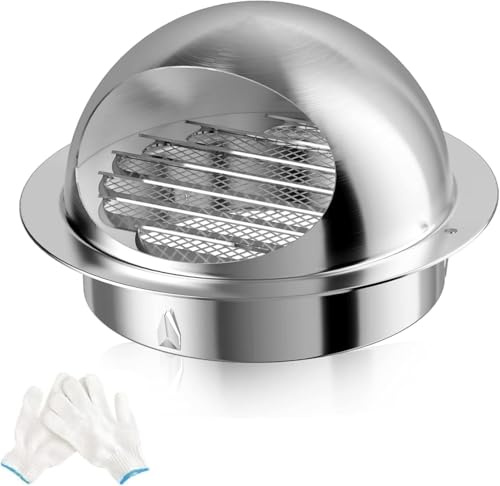 Hon&Guan Rejilla de Ventilación Redonda de Acero Inoxidable de 120 mm, Rejilla Campana Extractora Ventilacion Extractor con Insectos Red para Pared Exterior, Tubería, Extractor Cocina, Chimenea