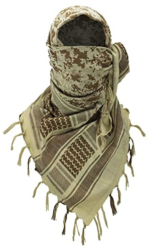 Luxns - Bufanda táctica militar Shemagh del desierto, 100% algodón, Keffiyeh, para hombres y mujeres, Desert Camo, talla única