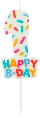 Folat 24111 Velas de Pastel - Vela Cozy Sprinkles Número 1-7 cm Adornos para pasteles para fiestas de cumpleaños, aniversario de Bodas, fiesta de Graduación, baby shower, fiesta de niños