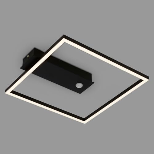 BRILONER - LED Deckenlampe Frame, LED Deckenleuchte mit warmweißer Lichtfarbe, Lampe mit Sensor, Wohnzimmerlampe, Schlafzimmerlampe, 320x300x50 mm (LxBxH), Schwarz