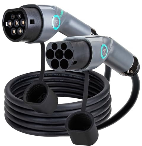 ZACAR Typ 2 Ladekabel, Mode 16A / 11 kW / 3 Phasen / 5 Meter, Typ 2 auf Typ 2 EV Ladekabel für Elektroauto mit Tragetasche