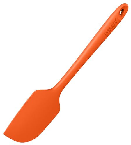 U-Taste 29cm Großer Silikon Spatel: 250℃ Hitzebeständiger Antihaft Flexibler Nahtloser Teigschaber, Backen Kochen Silikon Küchenutensilien mit Nylonkern zum Mischen Rühren Schaben (Orange)