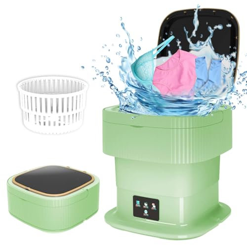 Machine à laver de camping, 13 l, 2 kg, 2 en 1, mini machine à laver avec essoreuse, nettoyage en profondeur des sous-vêtements, vêtements de bébé, chaussettes, petite machine à laver pour