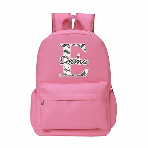Varsany Personalised Kids Name Letter Backpack: Primary School Bag for Girls, Boys Nursery Travel & Baby - Durable With Side Water Bottle Holder - Style 1