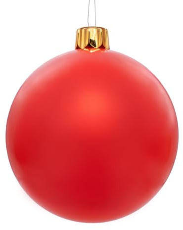 Spetebo Riesen Weihnachtskugel aufblasbar 45 cm mit Erdspieß - rot - XXL Christbaumkugel Garten Dekoration mit Saugnapf - Aufblasbarer Outdoor Weihnachtsball Baumschmuck extra groß