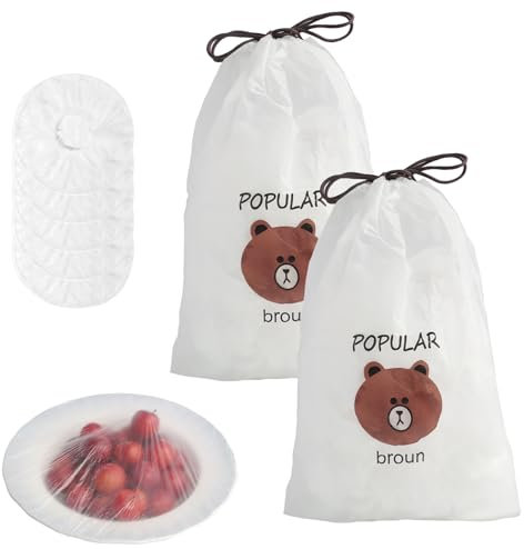 Lot de 200 Couvercles Alimentaires Élastiques en Polyéthylène, Sacs de Conservation Réutilisables, Protection Fraîcheur pour Bols et Plats, Film Alimentaire Élastique Transparent et Durable